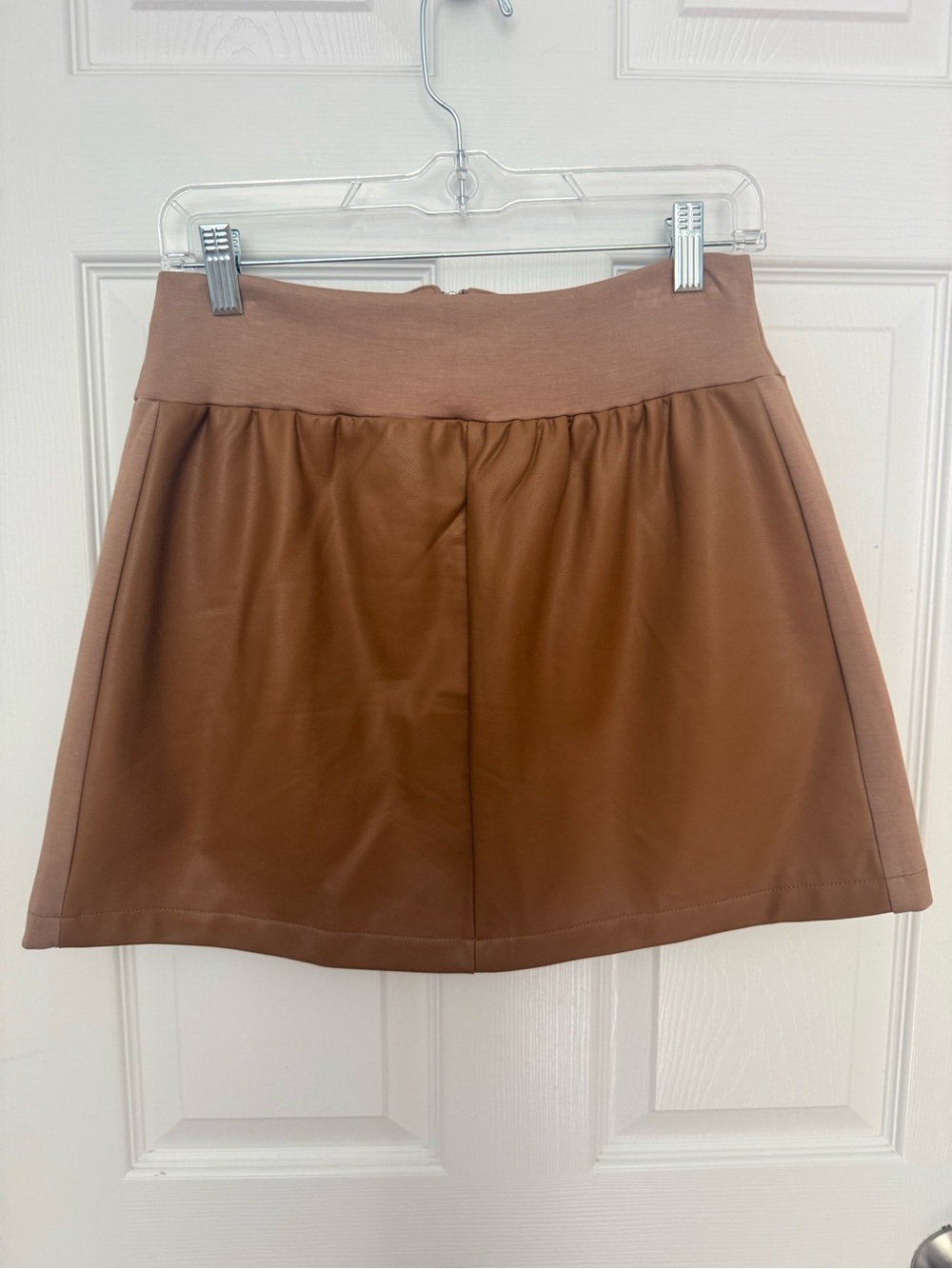 fab'rik Brown Faux Leather Pocket Mini Skirt - Picture 2 of 3
